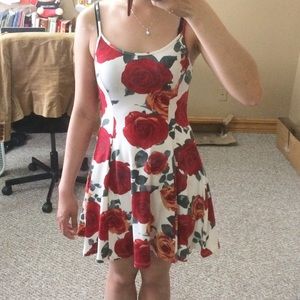 NWOT Forever 21 rose print skater dress
